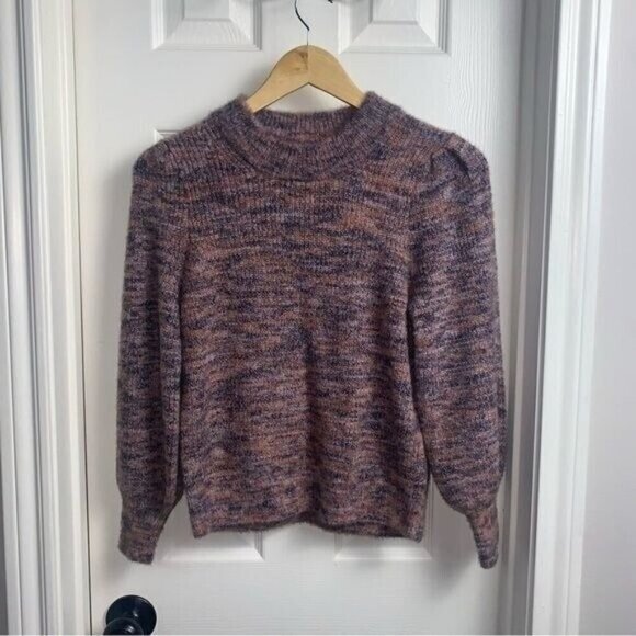 Madewell Space-Dyed Eaton Puff Sleeve Pullover Long Sleeve Sweater Size XS - Picture 3 of 9